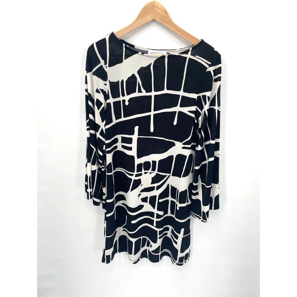 Veronica M Black & White Pattern Dress Tunic // XS